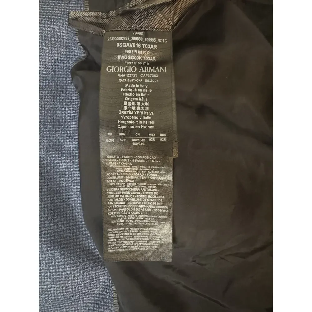 NWT Giorgio Armani Black Label ‘Soft’ Blue Micro-Pattern Suit 52EU/42US $3595.00